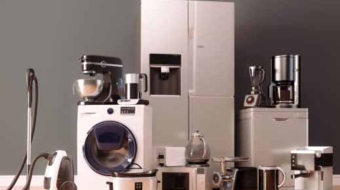 3d render of home appliances collection set